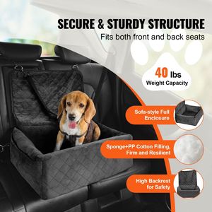Rehausseur de siège auto pour chien avec poche de rangement, laisse de sécurité à clipser, lit rembourré en éponge et coton PP, housse pratique pour siège arrière de voiture pour animaux de compagnie - Product Image 3