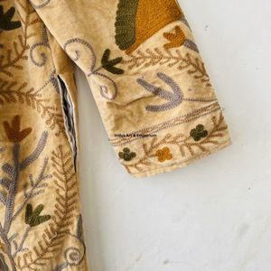 Indian Handmade Suzani Cotton Jacket Hand Embroidered Short Jacket Unisex Coat Handmade Suzani Short Jacket - Product Image 2