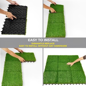 Césped Artificial de Alta Calidad GWV-6062, Baldosas de 30 mm de Altura, PE 30x30 cm, Verde Natural, Decoración para Balcón y Jardín - Product Image 4