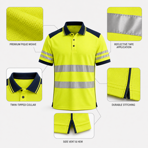 เสื้อโปโลสำหรับงานก่อสร้าง ผลิตจากโพลีเอสเตอร์เนื้อนุ่ม ระบายอากาศได้ดี รับผลิตเสื้อผ้าสำหรับงานซ่อมบำรุงภายใต้แบรนด์ของลูกค้า - Product Image 3