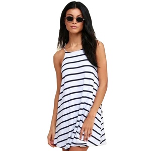 Abito personalizzato da donna t-shirt taglie forti in maglia per adolescente ragazza abito a righe in jersey abito lungo Casual - Product Image 4