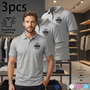 Chemise décontractée pour homme à manches courtes, 100 % polyester, couleur unie, respirante, tricotée, anti-plis, séchage rapide, 200g, avec logo personnalisé imprimé - Product Image 6