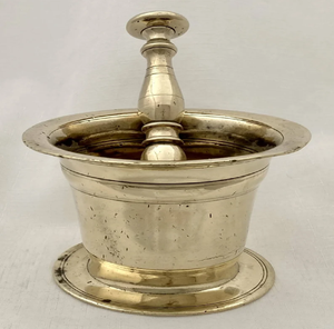 Solid dark antique brass mortar pestle set with flared base for spice grinding, available at wholesale prices. - Product Image 5