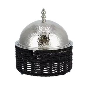 Conteneur blanc avec motif géométrique noir en treillis, bande dorée et couvercle à bouton, élégant récipient de rangement artisanal de qualité supérieure pour la cuisine. - Product Image 5