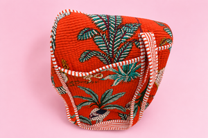 Fashty <b>Lifestyle</b> Red Tropical Animal Print 25 Inch Duffel <b>Bag</b> Zipper Closure Water Resistant Lightweight Travel <b>Bag</b> Cotton - Product Image 3