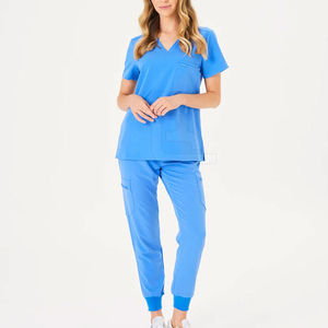 Women's Custom Spa Uniform New Fashion <b>Elastic</b> Salon Scrub with Adjustable Knitted <b>Lace</b> Spa Uniform - Product Image 1
