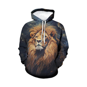 Sweat-shirt à capuche pour homme avec imprimé lion, doublure en polaire pour l'hiver, sublimation - Product Image 3