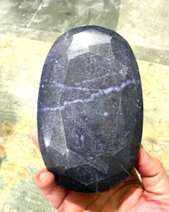 Saphir bleu chauffé ovale facetté, cabochon de pierre précieuse naturelle en corindon pour la fabrication de bijoux - Product Image 2