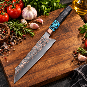 Cuchillo de Chef Personalizado Sa Mai de Acero de Damasco con Mango de Resina Turquesa, Hecho a Mano, Profesional, Black Smith 1987, 8 Pulgadas - Product Image 6