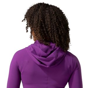 Women's Purple Full Zip Performance Hoodie Long Sleeve Breathable Stretch <b>Workout</b> Gym Running Fitness Activewear <b>Jacket</b> - Product Image 5