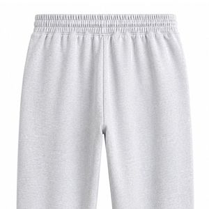 Pantalon de jogging gris pour homme, taille élastique avec cordon de serrage, décontracté, logo lettre sur la jambe droite, en coton mi-lourd, style automne - Product Image 2