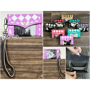 Trendy Checkered Style Hand Tooled Cowhide Leather Coin <b>Purse</b> Fashion Women <b>Small</b> Case Card Holder Luxury Wallet for Women - Product Image 1