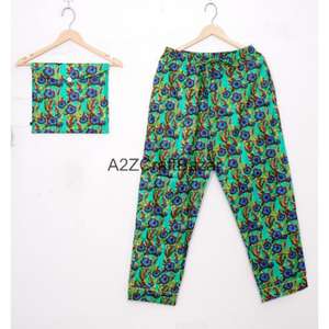 Ensembles de pyjamas d'été pour femmes en coton 100% respirant de haute qualité à motif floral avec taille élastique - Vente en gros - Approvisionnement direct usine - Product Image 2