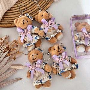 White Plush Bear Keychain 3D Cartoon Soft Pendant Toy 10cm Cute Animal <b>Shape</b> - Product Image 6