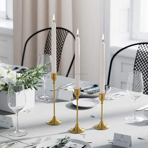 Vintage <b>Gold</b> Metal Pillars Candle Holders Set for Birthday Christmas Wedding Home Decor Durable Eco-Friendly <b>Table</b> Top - Product Image 3