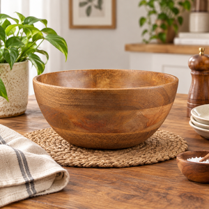 Tazón de madera hecho a mano, forma redonda, veta de madera natural, diseño minimalista para servir comida, decoración para el hogar, hotel, cafetería - Product Image 2