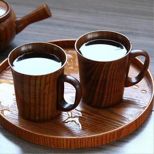 Tasse artisanale en bois naturel de 400 ml avec poignée pour bière et café - Product Image 6