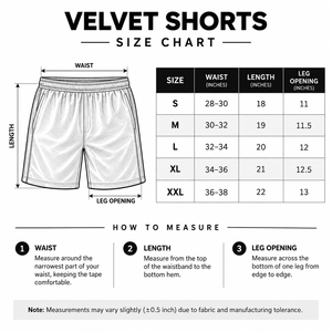 Custom Forest Breathable Velvet <b>Shorts</b> Above Knee Length Side <b>White</b> Ribbons Slit Pockets Stretchy Poly Fabric Velour <b>Shorts</b> - Product Image 6