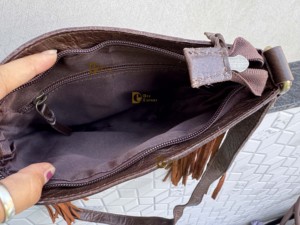 Western Pattern Hand Tooled Carving Handbag Designer Cowhide Fur Leather Gypsy Boho Vintage Fringe Shoulder Bag Stylish Bags - Product Image 6