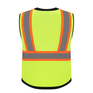 Gilet en polyester fluorescent respirant à marque privée pour la construction, avec ruban de haute qualité, fabriqué par une usine OEM. - Product Image 2