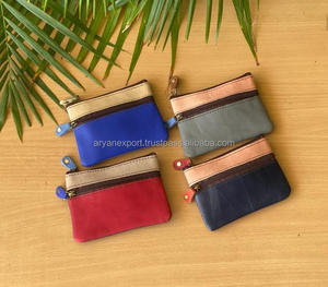 Monedero de cuero reciclado colorido portátil al por mayor monedero de doble cremallera mini tarjetero de diseñador de lujo de alta calidad - Product Image 3