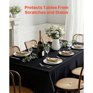 Set di 6 Tovaglie Rettangolari Nere 70 X 120 Pollici, Riutilizzabili, Lavabili in Lavatrice, Antimacchia e Resistenti alle Pieghe - Product Image 2