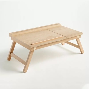 Plateau de service carré réglable classique en placage MDF fait main, finition polie écologique, portable pour le petit-déjeuner et l'utilisation dans le salon - Product Image 2
