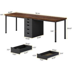 Scrivania da Ufficio Moderna e Semplice a 5 Cassetti, Extra Lunga 78,7 Pollici, per Due Persone, con 5 Cassetti - Product Image 4