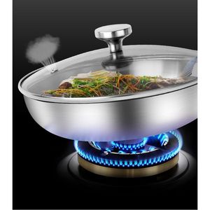 304 Stainless Steel Three-Layer Wok <b>Induction</b> & Gas Stove Compatible Coating-Free Frying <b>Pan</b> for Household Steak - Product Image 5