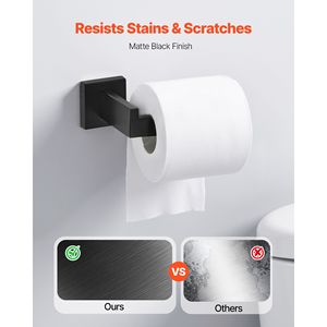 Ensemble d'accessoires de salle de bain 5 pièces en acier inoxydable noir mat, barre porte-serviettes de 24 pouces et 2 crochets pour peignoirs, accessoires de bain de qualité - Product Image 5