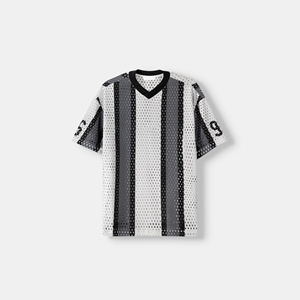 Best Manufacturer Custom Men's Streetwear Mesh T-Shirt Quick Dry Hip Hop Front Logo <b>V</b>-neck Loose <b>Fit</b> - Product Image 1