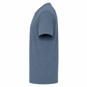 T-shirt personnalisé bleu ardoise uni à col rond pour homme, 100 % coton mélangé, respirant, manches courtes, décontracté, vente en gros - Product Image 4