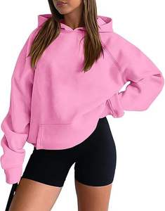 Sweat à capuche rose oversize personnalisé en molleton pour femme, à manches longues, avec poche kangourou, style streetwear décontracté, coupe ample, pour le quotidien - Product Image 2