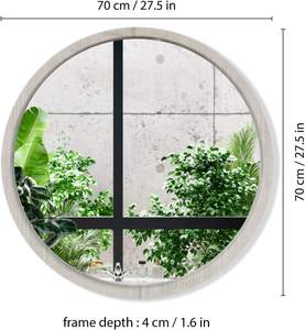 Classic Gray Wooden Round Wall <b>Mirror</b> Elegant Gray Framed Vanity <b>Mirror</b> for Living Room Bedroom Home Decor - Product Image 4