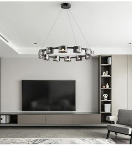 Lustre en verre moderne minimaliste simple ovale LED à intensité variable de luxe pour restaurant salle à manger chambre à coucher - Product Image 1