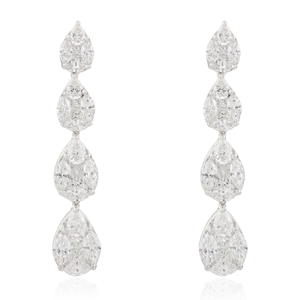 Boucles d'oreilles en or blanc 14 carats avec perle en forme de goutte d'eau et diamant de 5,38 carats certifié IGI, style vintage chrétien pour mariage - Product Image 2