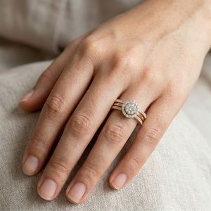 Yellow Gold Round Halo Split Shank Lab Grown Diamond Ring - Product Image 3