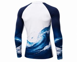 Tendance : Rashguard Homme Manches Longues Imprimé Sublimation Motif Vague Respirant Anti-UV Écologique Séchage Rapide Polyester Sport - Product Image 6