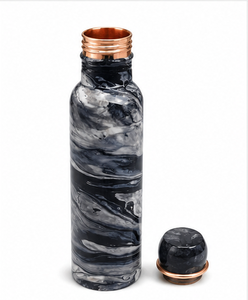 Black <b>White</b> Marble Swirl Pure Copper Eco-Friendly <b>Water</b> <b>Bottle</b> 1000ml Handmade Leak Proof Reusable OEM Wholesale - Product Image 2