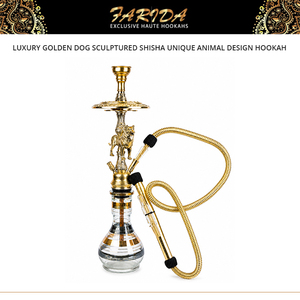 Cachimbas Farida de Primera Calidad, Cachimba de Lujo Egipcia con Escultura de Perro Dorado, Diseño Animal Único, Juego Completo de Cachimba - Product Image 6