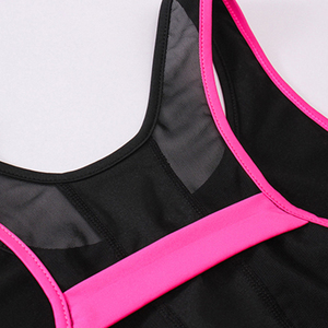 Women's Black Pink Contrast Binding <b>Racerback</b> Sports <b>Bra</b> Medium Support Breathable Top Fitness Wear By Micah Corporation - Product Image 3