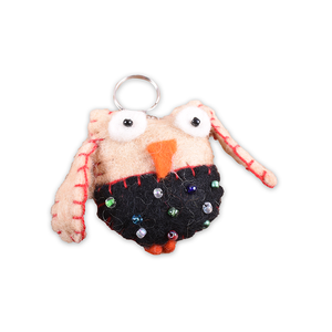 Owl Face Felt Plush Key <b>Ring</b> for Adding a Touch of Personality to Your Keys - Product Image 1