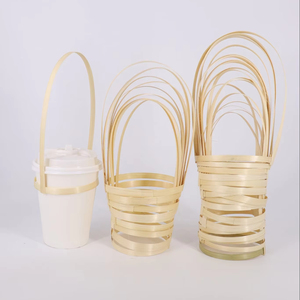 Bamboo Holder Cup Bamboo material cup holder with handle for glass <b>mugs</b> and daily home use Vietnam made - Product Image 1