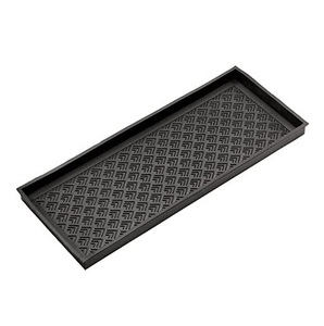 Modern Black Rectangular Metal <b>Tray</b> with Textured Pattern for Tabletop Storage Home Entryway Decorative Boot <b>Tray</b> - Product Image 1
