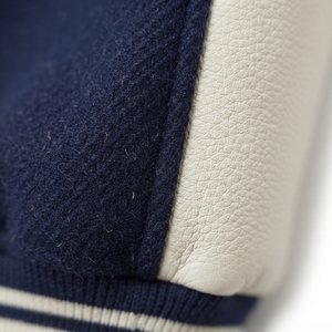 Men's <b>Vintage</b> Washed Wool Viscose Eco-Friendly Windproof Stand Collar Patchwork Design Loose Fit Winter <b>Varsity</b> <b>Jacket</b> - Product Image 3