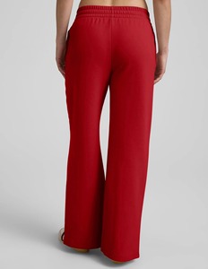 Pantalon de survêtement rouge en coton pour femme, coupe ample longue avec poches latérales, taille à cordon de serrage, ourlet fendu, décontracté, pour le printemps - Product Image 5