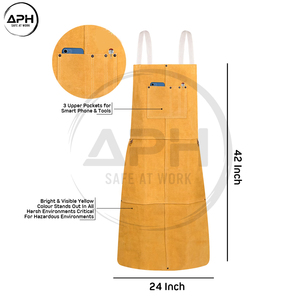 Premium Custom OEM ODM Service Long Workwear Multiple Tool Pockets Adjustable Neck Strap Leather Anti Heat <b>Welding</b> Apron - Product Image 2