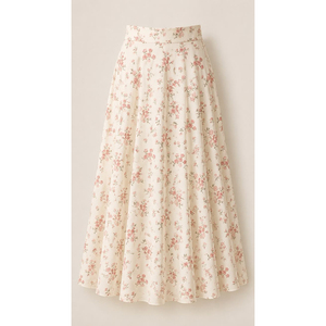 Jupe plissée mi-longue pour femme, taille haute, tissée, à volants, unie, respirante, infroissable, séchage rapide, style doux, coupe trapèze - Product Image 4