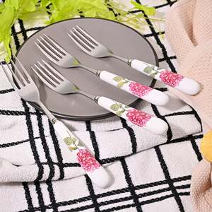 Hydrangea Bloom Metal Disposable <b>Forks</b> Set of 4-Including Dinner and Fruit <b>Forks</b> for Home Restaurant and Back to School Use - Product Image 6