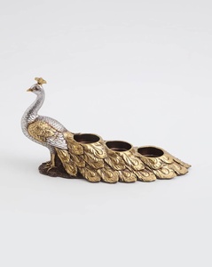 Support de bougie en aluminium doré, design paon, pour décoration de table, maison, Noël, mariage. - Product Image 1